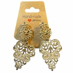 The Bustling City Chandelier Earrings Filigree Gold Tone Dangle